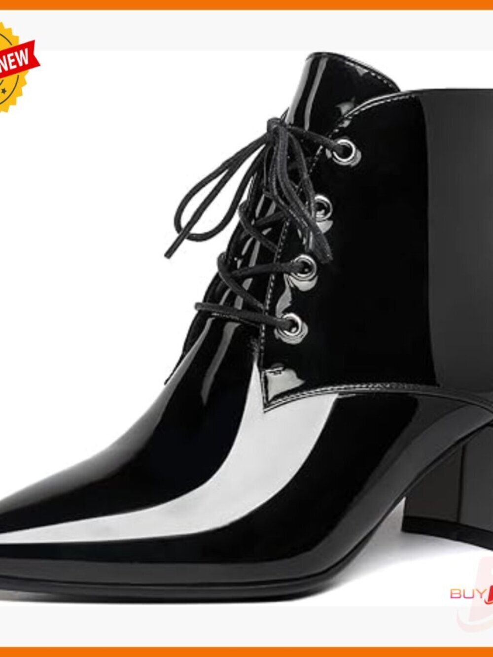Chunky Low Heel Ankle Boots Pointed Toe Lace Up Comfortable Walking Shoes